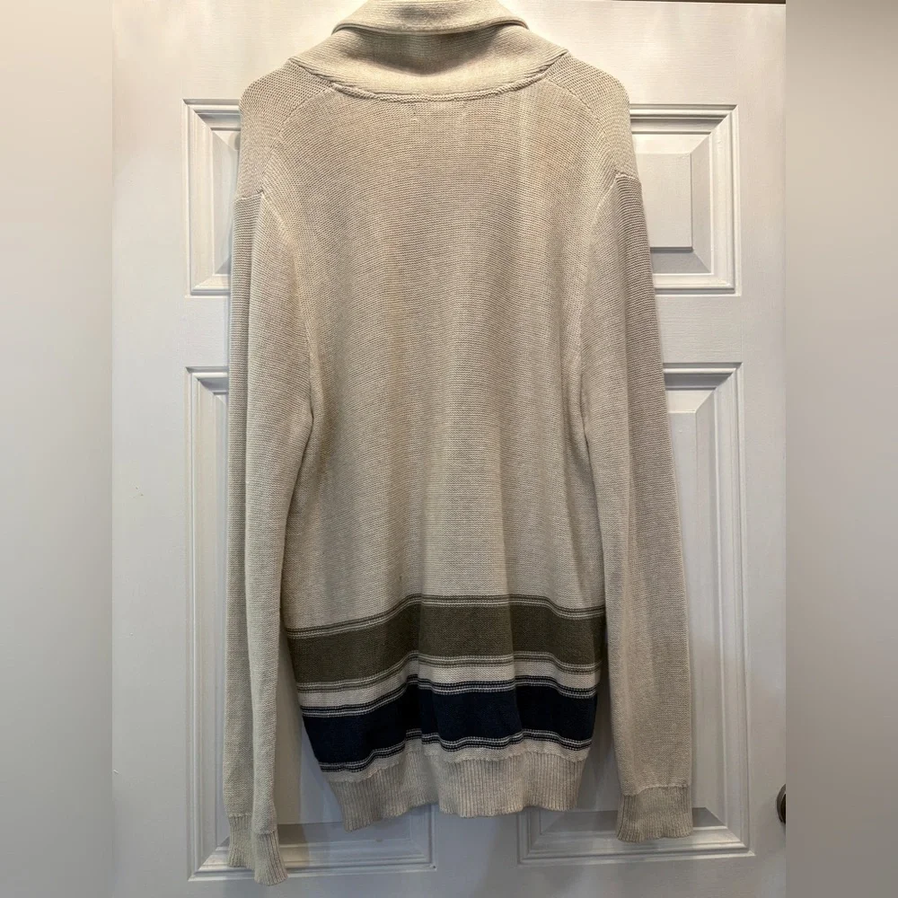 Banana Republic Men's Cream Shawl Neck Cardigan with Stripes XL Grandpacore Prep
